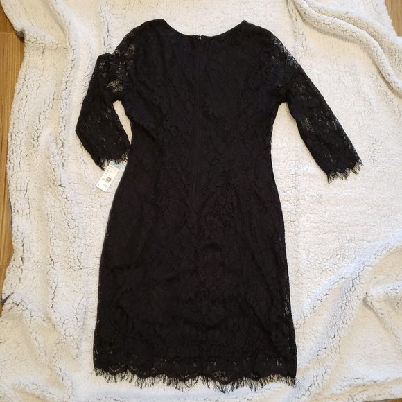 Black Lace Knee Length Dress Size M Medium - Picture 1 of 8